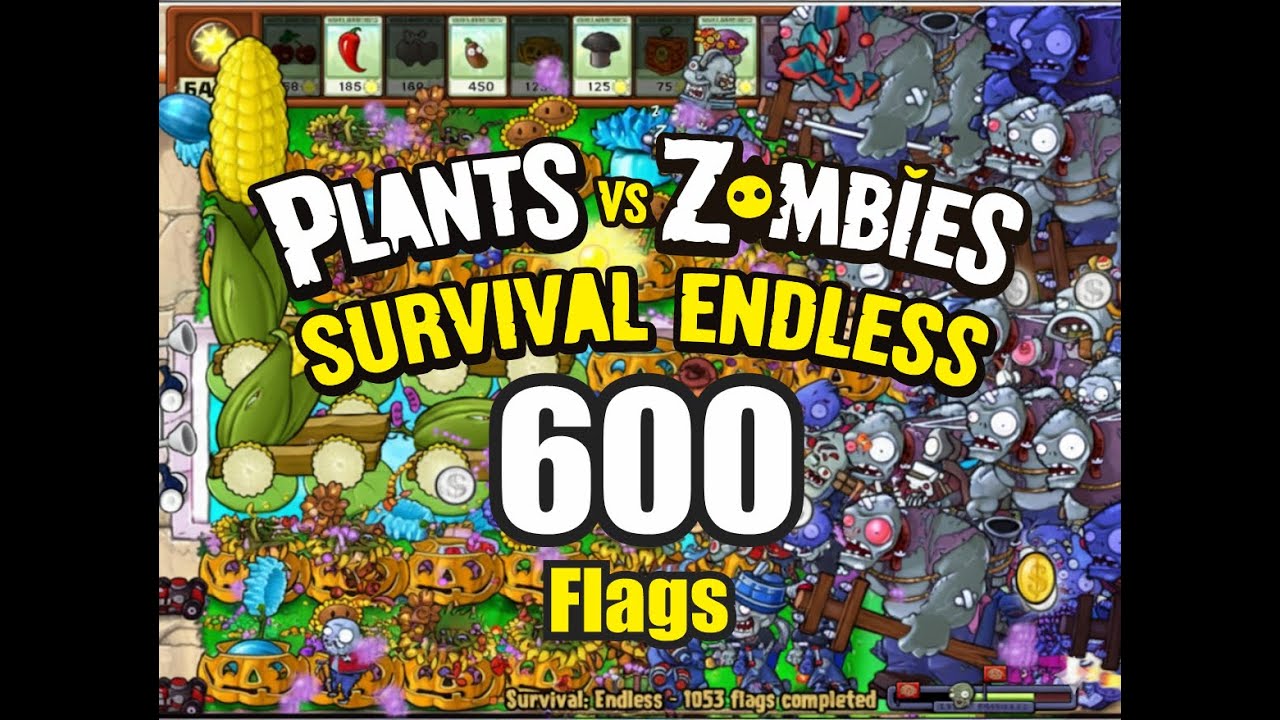 Setup Pertahanan plants vs zombies survival endless yang sulit Ditembus  - 600 Flags Completed