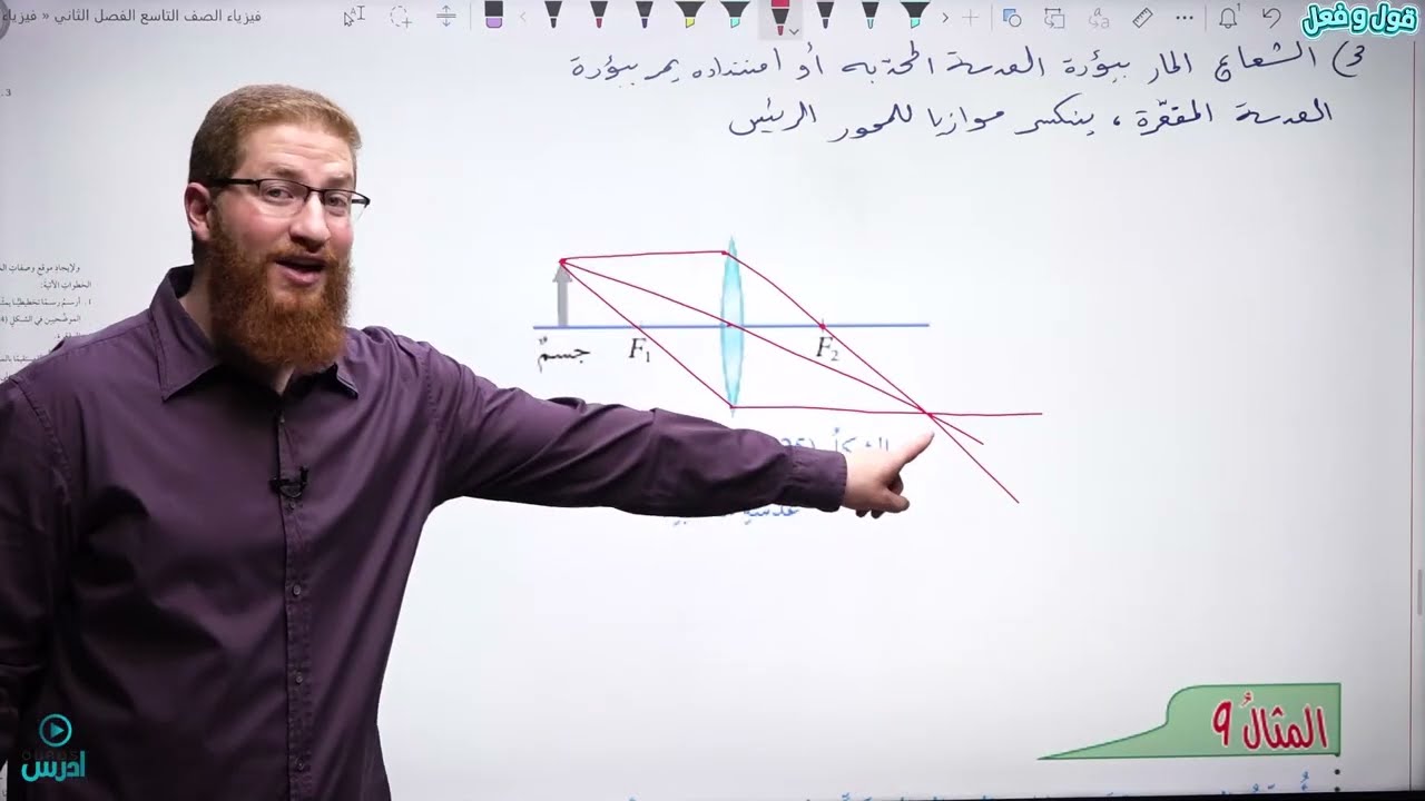 5 - 3 - 1 العدسات الرقيقة | فيزياء الصف التاسع الفصل الثاني - الأستاذ مؤمن عمر