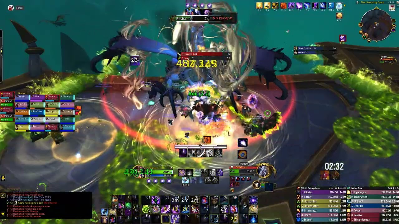 Rasha'nan Mythic (Mythic) Kill - Arcane Mage POV - (Heartbreak)