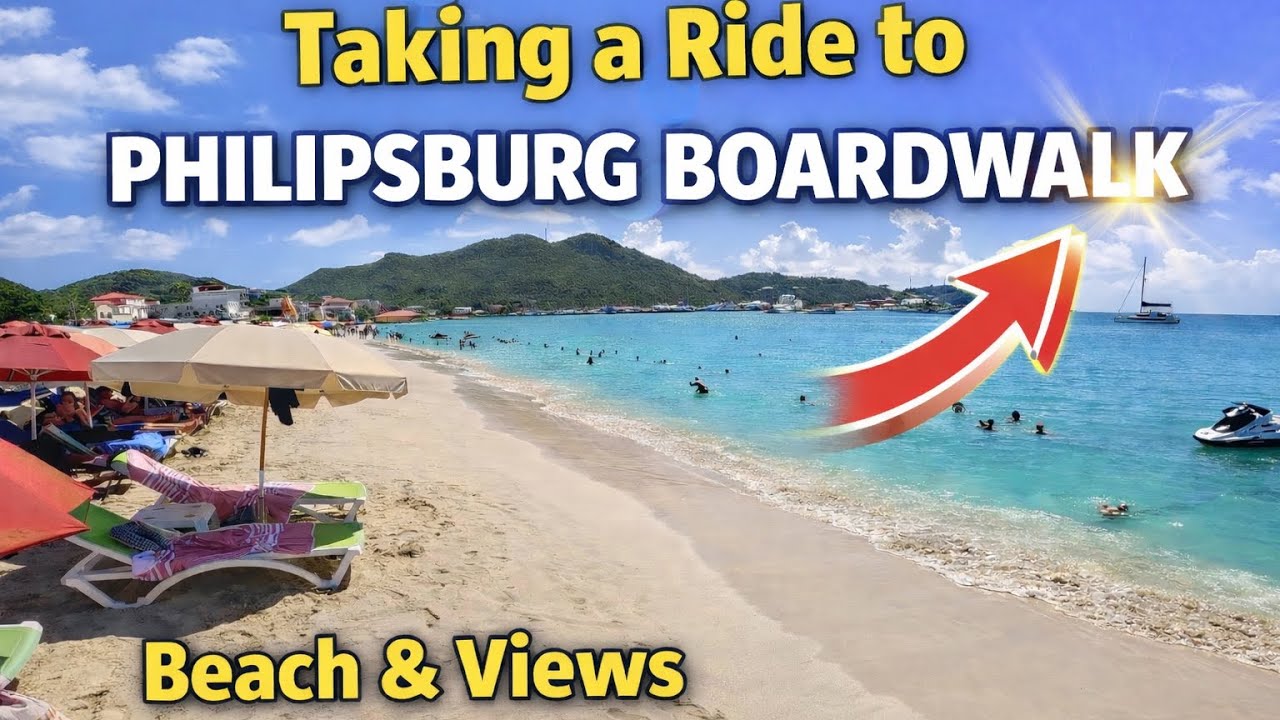 Riding to Philipsburg Boardwalk 🇸🇽 | Beach Views, Tourists & Chill Island Vibes