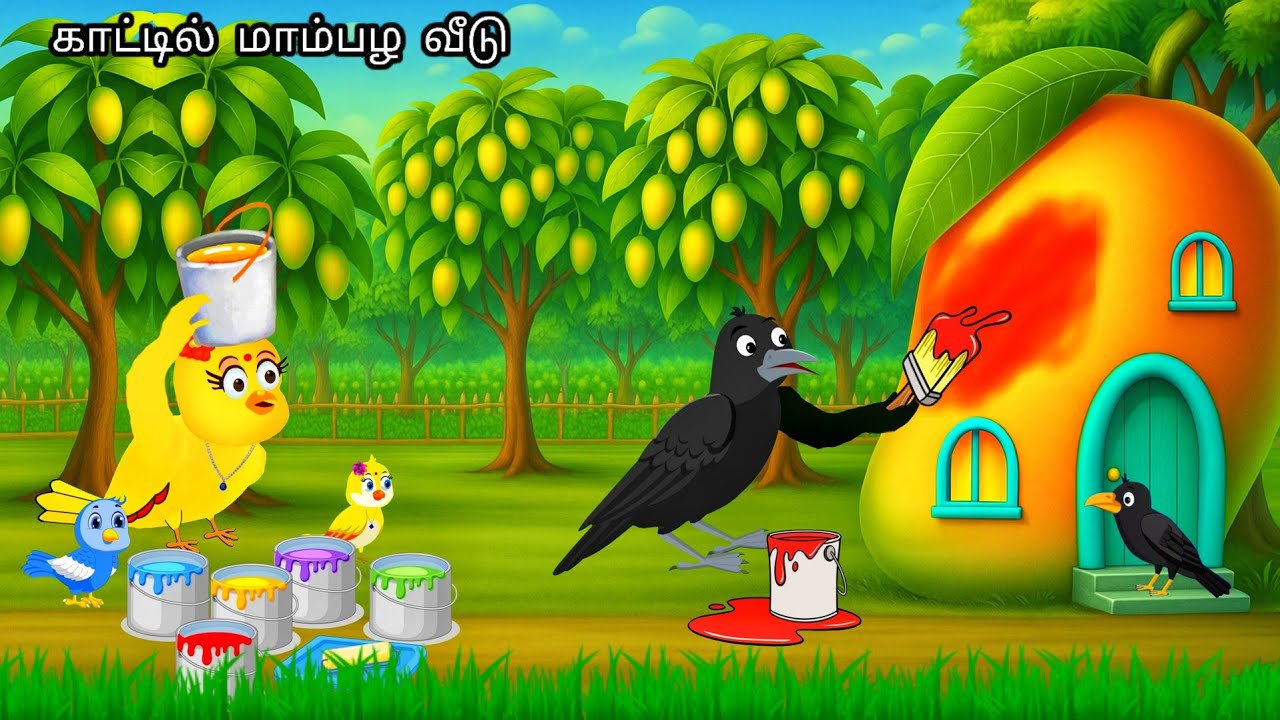 MANGO HOUSE  IN HEAVEY RAIN STORY /MORAL STORY IN TAMIL / VILLAGE BIRDS CARTOON