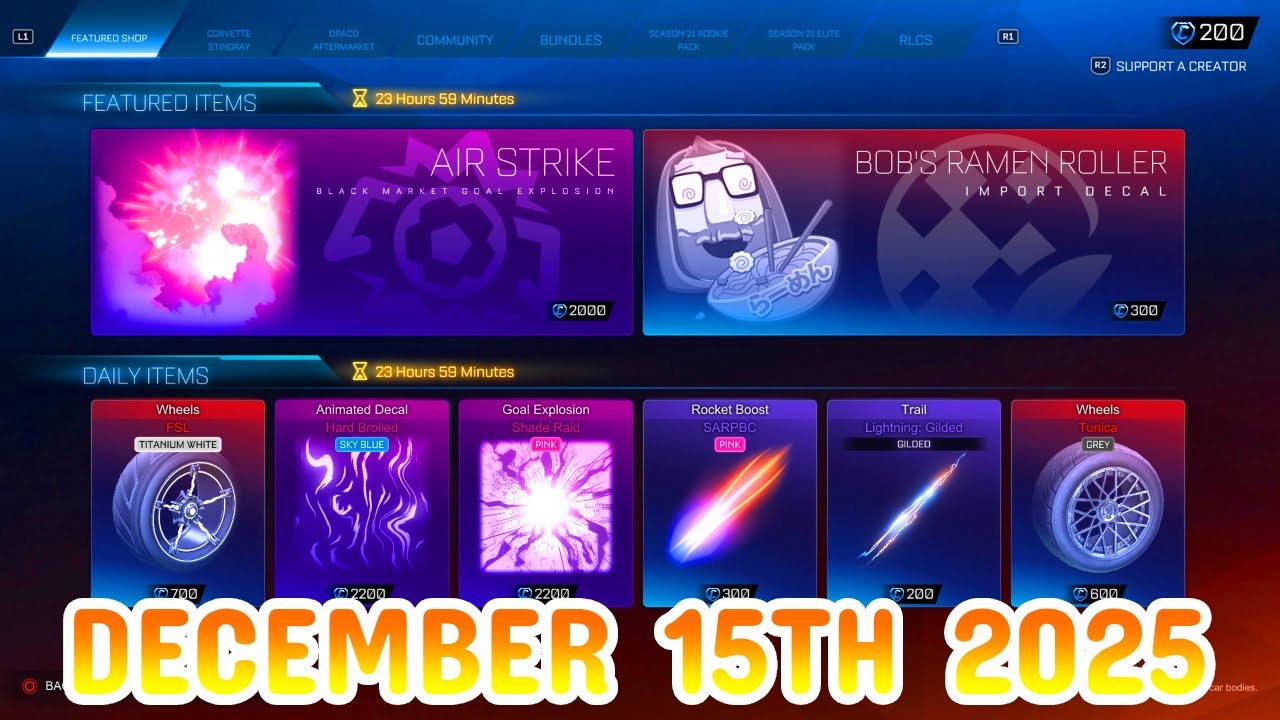 Rocket League ITEM SHOP Daily #407 (15th December 2025)