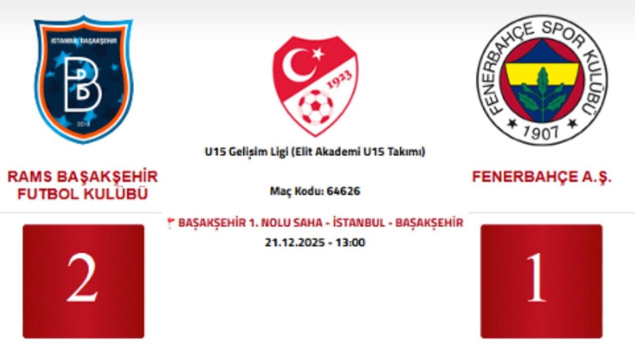 21.12.2025 U15 Gelişim Ligi Rams Başakşehir F.K. - Fenerbahçe A.Ş.