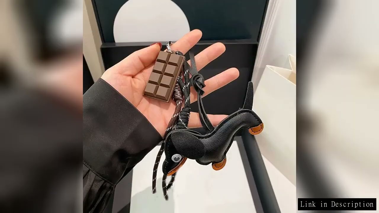 PU Leather Dachshund Bag Pendant Creative Keychain Style Lanyard bag Accessory Key Pendant Car Keyri