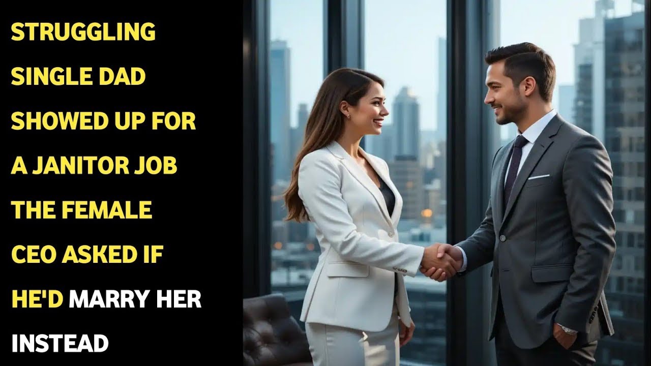 Struggling Single Dad Showed Up for a Janitor Job - The Female CEO Asked If He'd Marry Her Instead