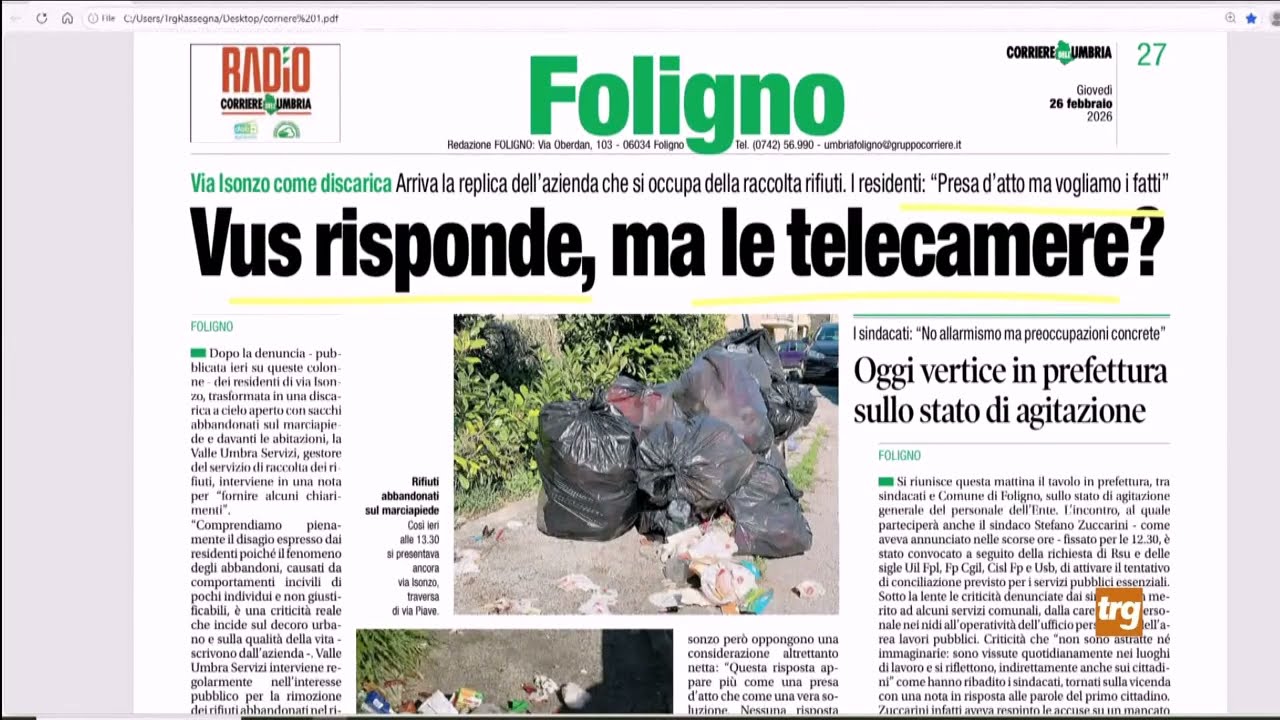 Rassegna stampa Trg giovedì 26 febbraio 2026