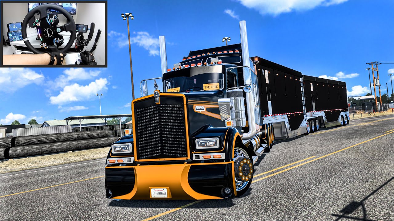 Kenworth W900 with Double Chip Trailer in Wyoming | American Truck Simulator