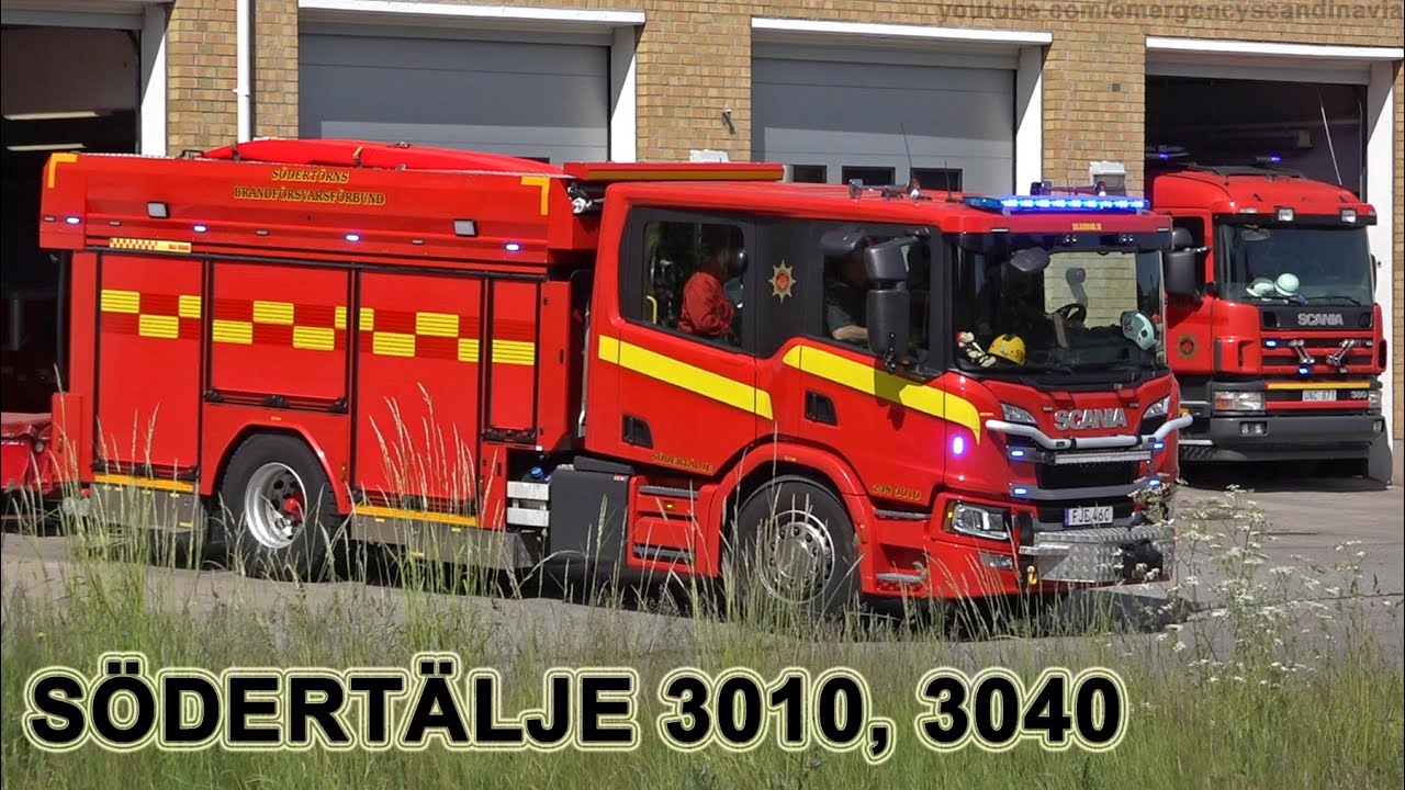 Two Scania Fire trucks responding in S&ouml;dert&auml;lje [SE | 6.2023]
