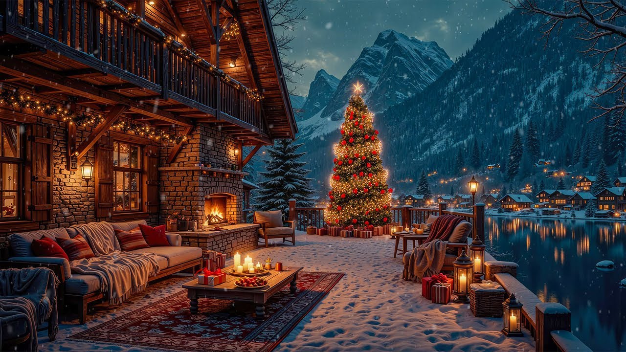 Jazz Drifting Through a Snow-Covered Christmas Night ❄️ A Cabin Wrapped in Warmth