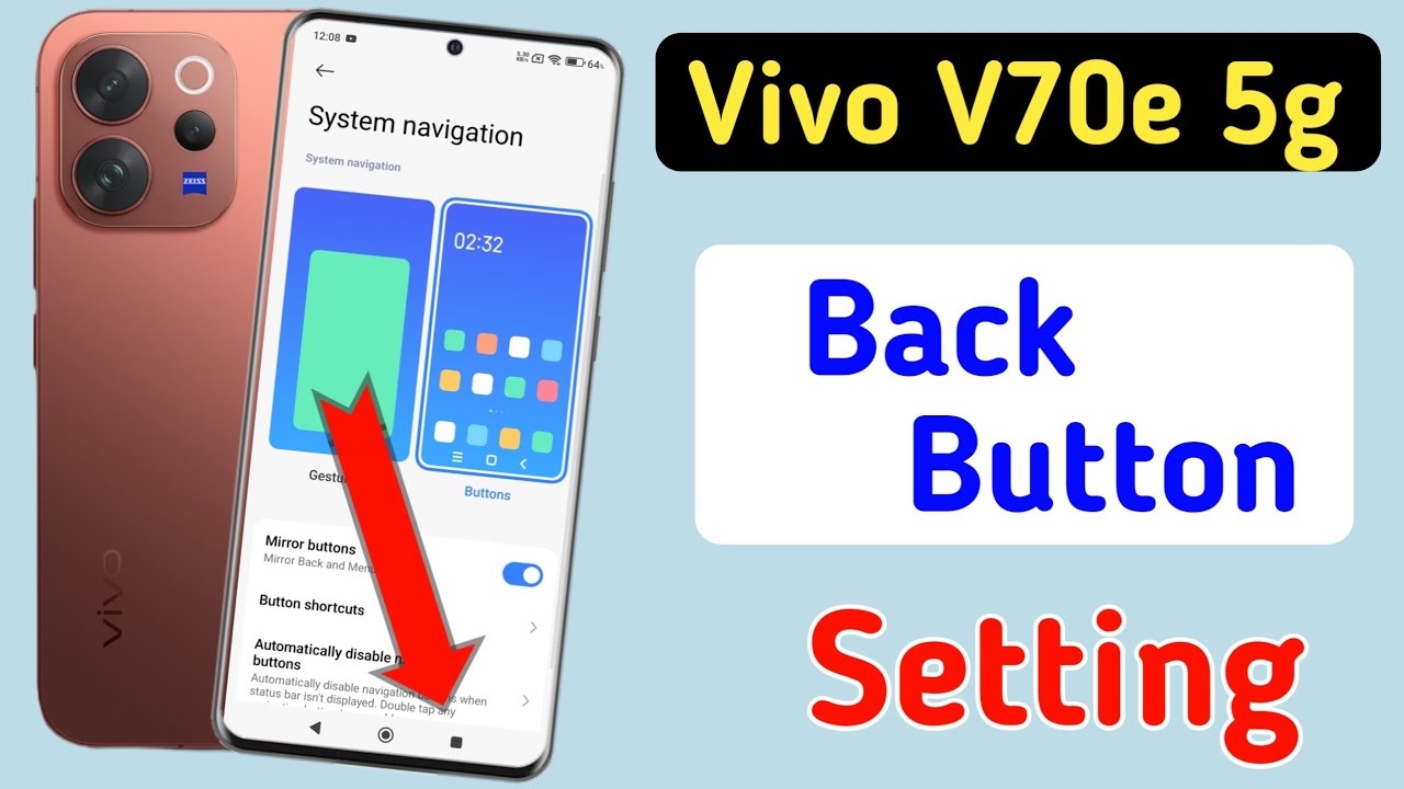 Vivo v70e 5g back button setting | Vivo v70e 5g me back button kaise lagaye/navigation key setting