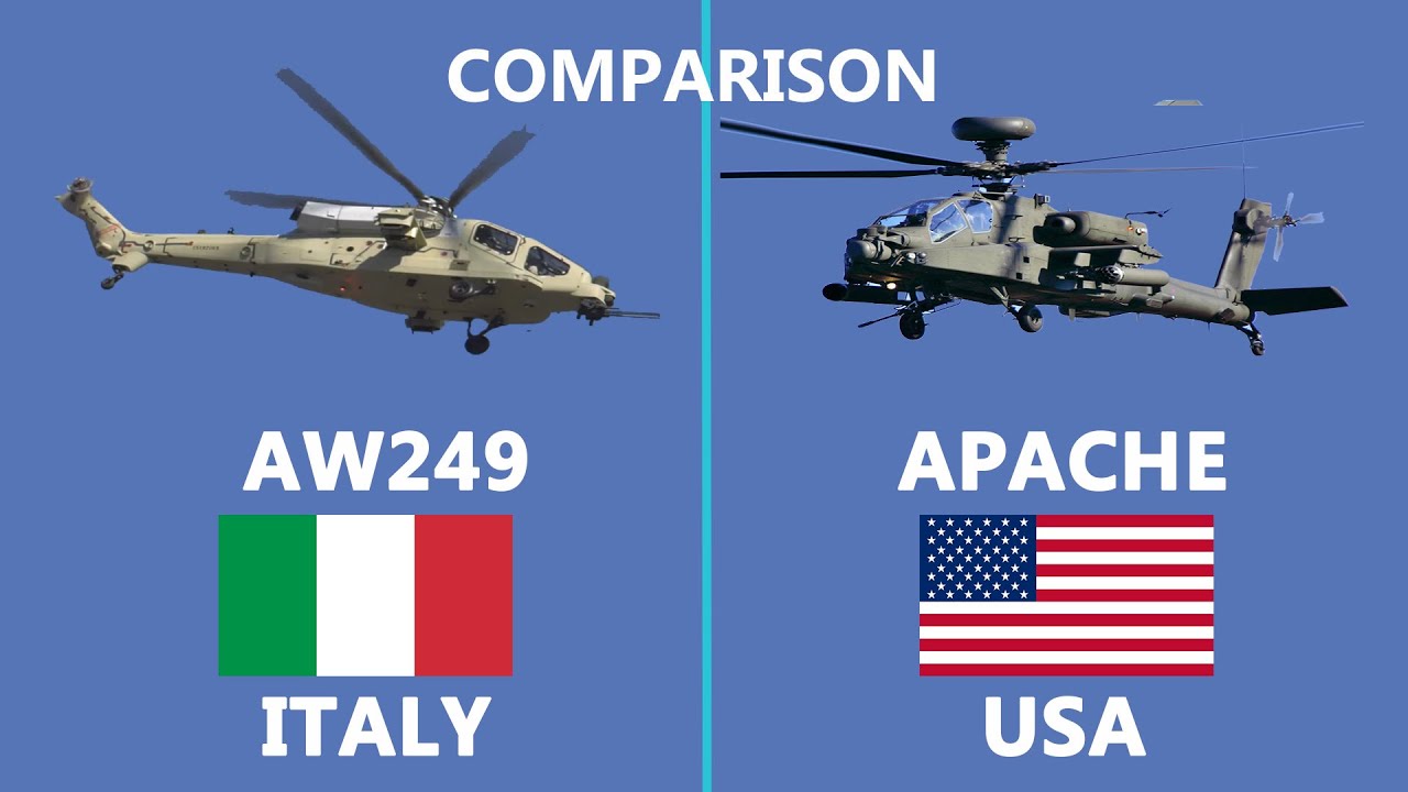 Сравнение американского вертолета Apache и итальянского ударного вертолета AW249.