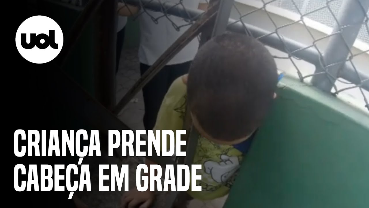 Criança de 7 anos prende cabeça em grade de escola no ES; veja