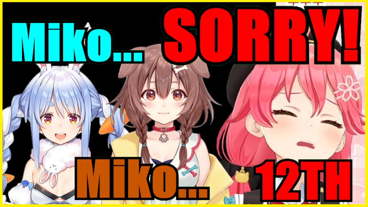 Miko Gets Bullied By Pekora & Korone After Placing 12th (Last Place)【Hololive | Eng Sub】