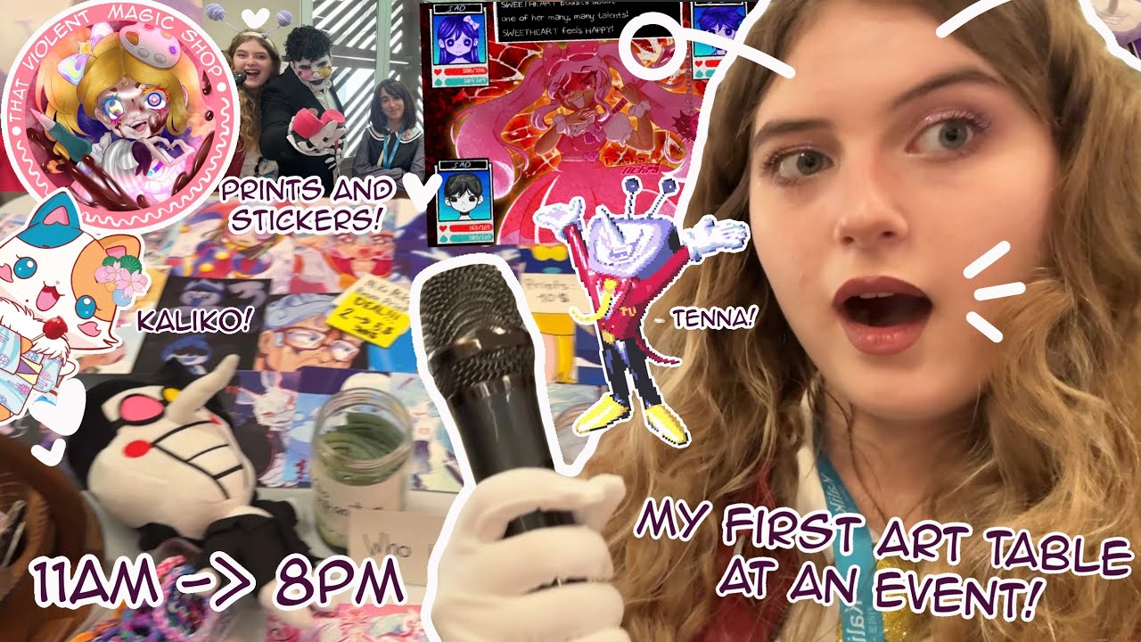 I got my first table at an artist alley!!!✍🏻🎨🖼️ cosplay catwalk,stickers,prints! ⊹ ₊  ⁺‧₊˚ ♡