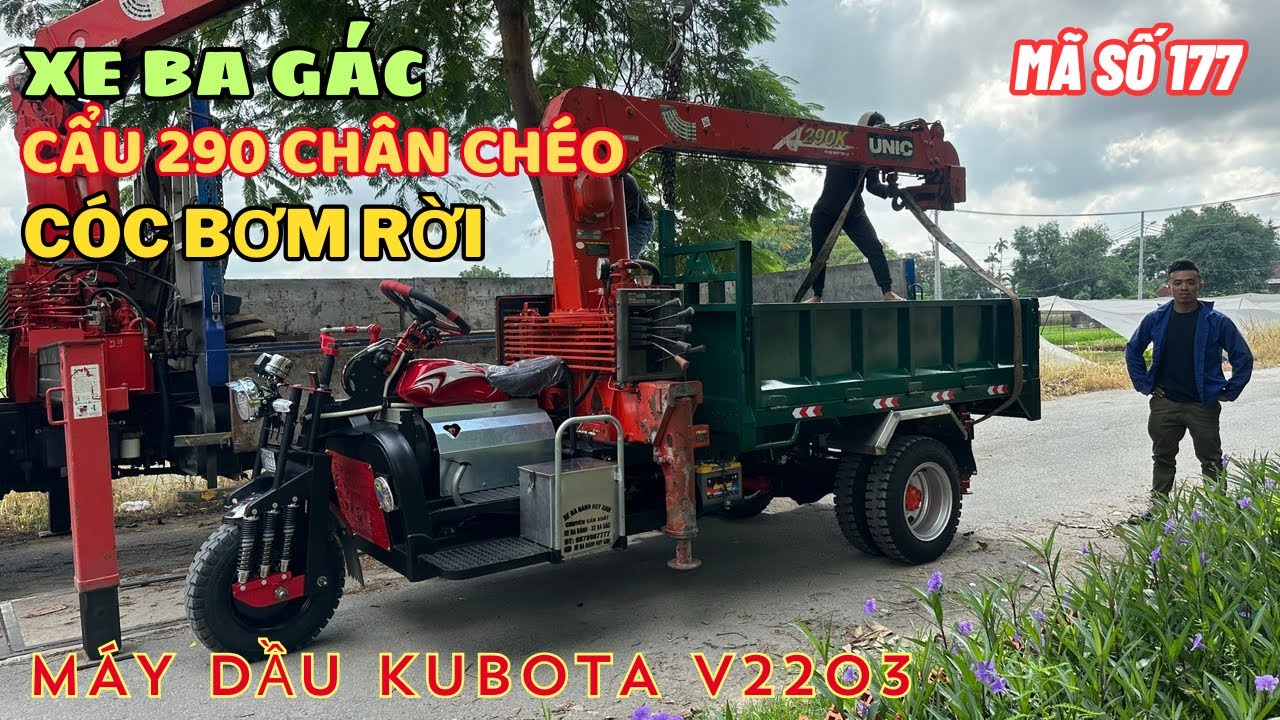 Mẫu Xe Ba Gác Gắn Cẩu UNIC 290 - Máy Dầu V2203 Khủng Nhất 2024 | LH 0878 98 7777