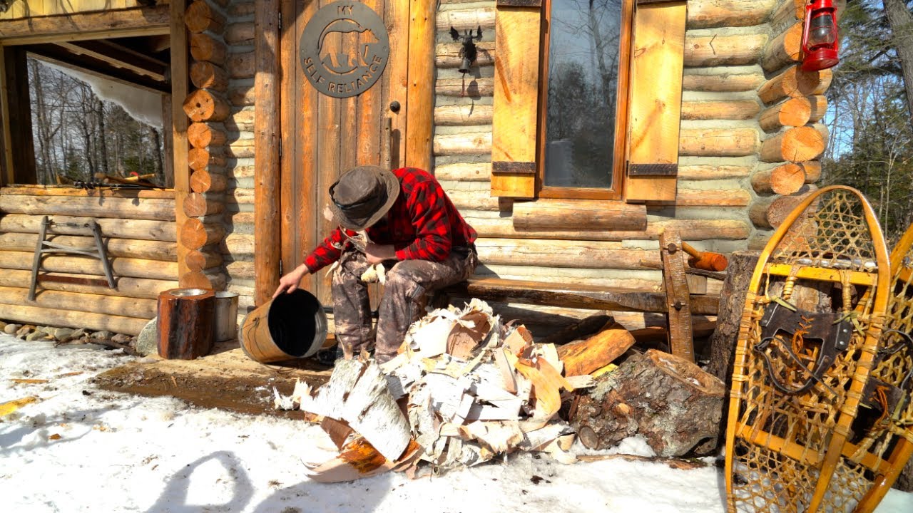 How to Make Birch Tar | Preserving Bear Meat | Primitive Bushcraft Skills in the Wilderness