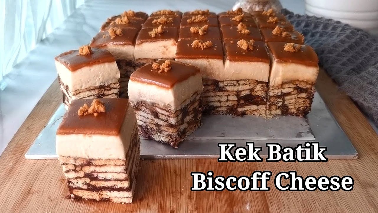 KEK BATIK BISCOFF CHEESE. RESEPI MUDAH TANPA OVEN & TANPA TELUR.