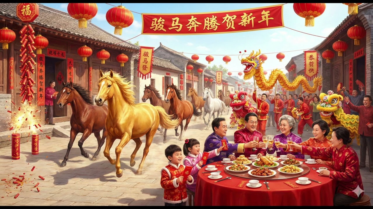 骏马奔腾贺新年｜贺岁歌 （Lyrics Only）