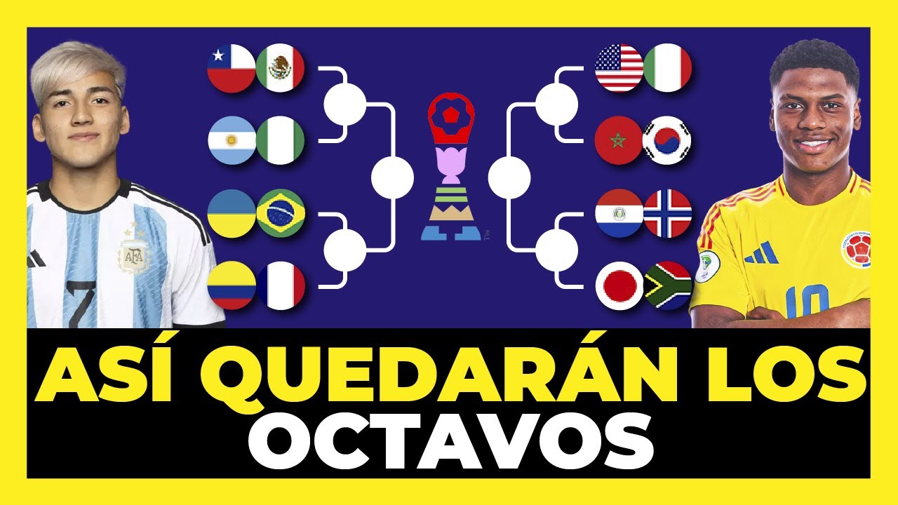 Llaves de Octavos de Final Mundial Sub20 🇧🇷🇦🇷🇨🇴🇵🇾🇨🇱🏆