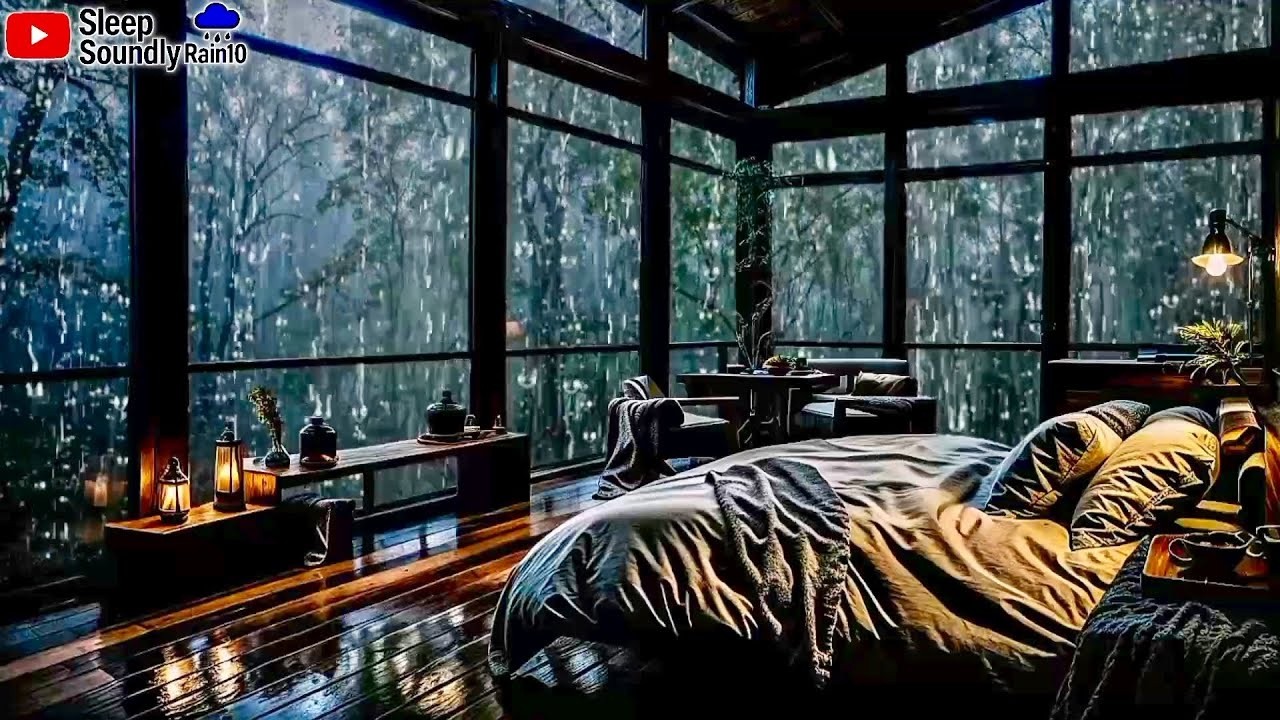 Sounds Rain and Thunder on Window| Beat Insomnia, Relax, Study, Reduce Stress, Natural White Noise