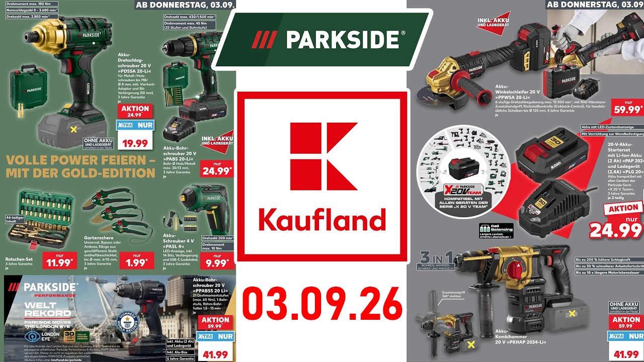 PARKSIDE Kaufland Angebote ab 03.09.2026 🔥 Performance Limited Edition PPABSS 20 Li A1