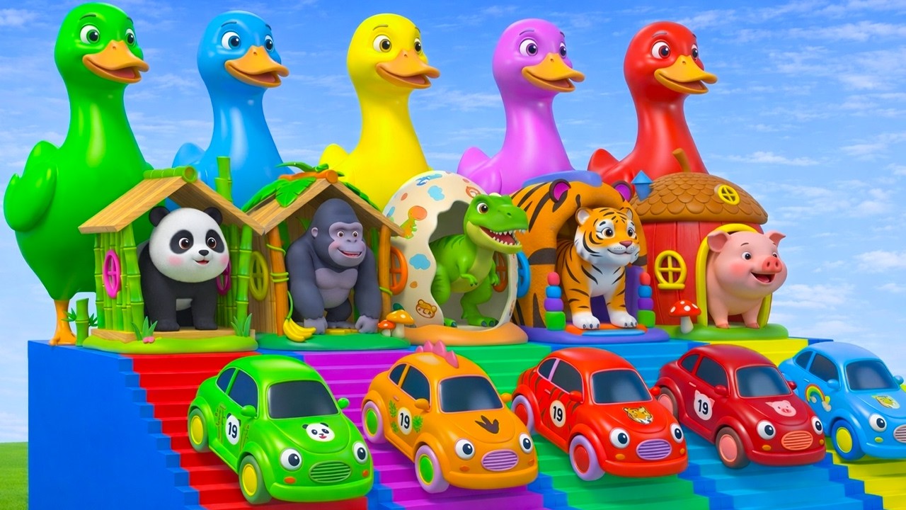 Long Slide Game With Cow Elephant Gorilla Hippopotamus Tiger 3d Animal Game Funny 3d Animals