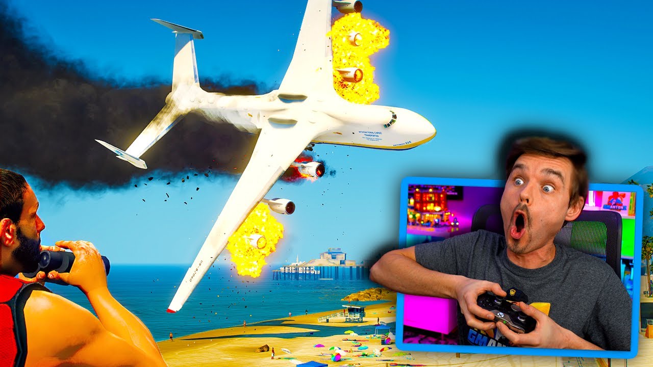 In GTA 5.. Cargo jet (AN-225) EMERGENCY LANDING in Los Santos! (Unbelievable!)
