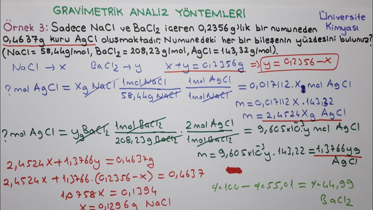 ANALİTİK KİMYA-Gravimetrik Analiz Yöntemleri-Gravimetrik Verilerden Sonuçların Hesaplanması 2