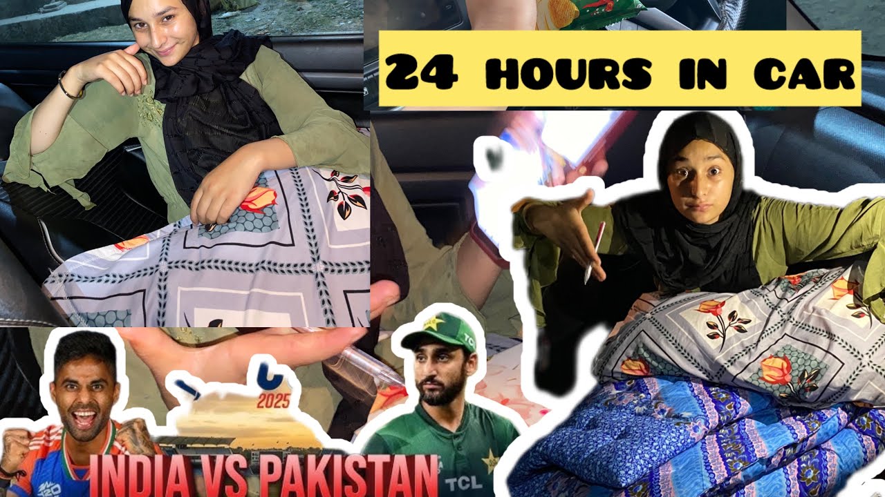 24 hours in car challenge 🚗😱|| India vs pak match 