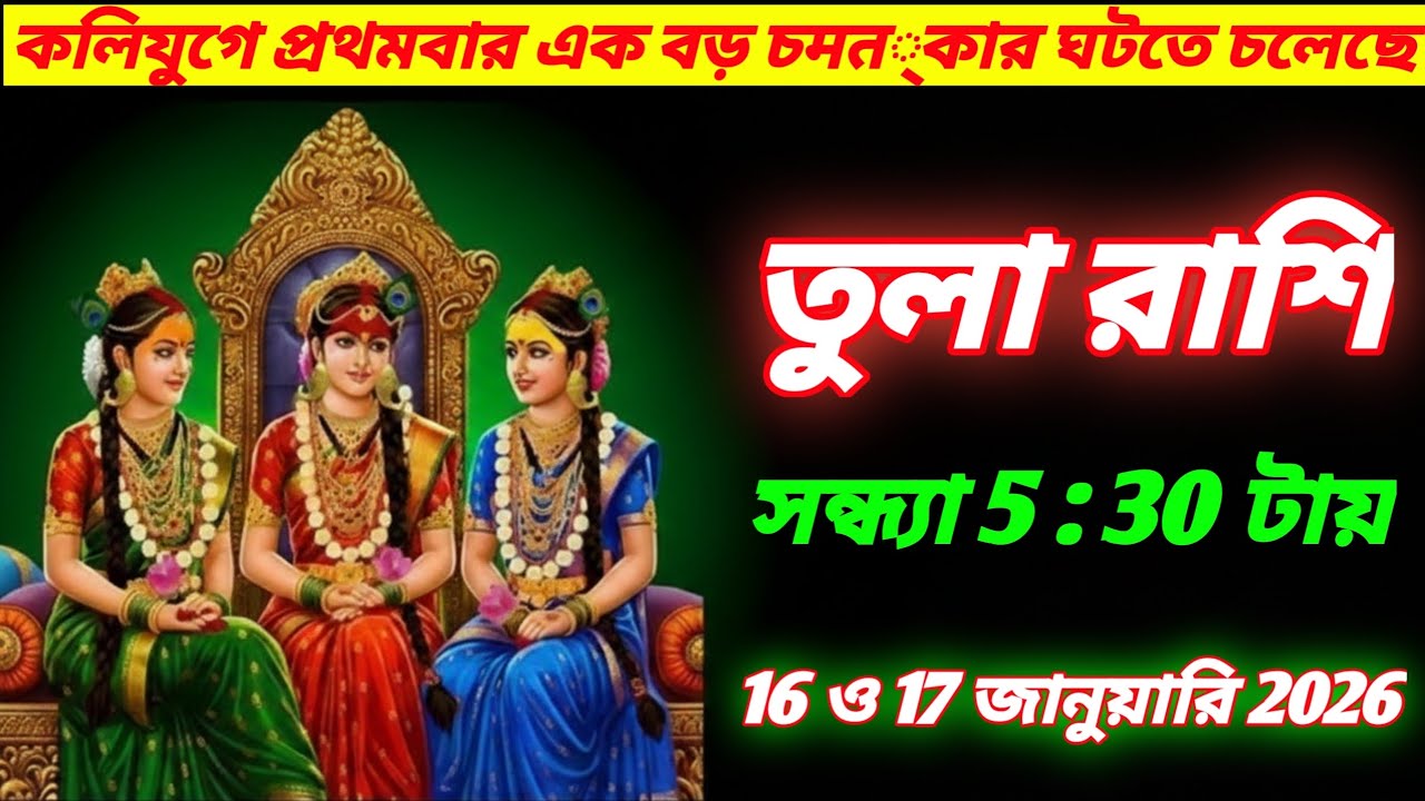তুলা রাশি ♎ 16 ও 17 জানুয়ারি 2026 সন্ধ্যা 5:30 কলিযুগে প্রথমবার এত বড় চমৎকার দেখতেই হবে Tula rashi !