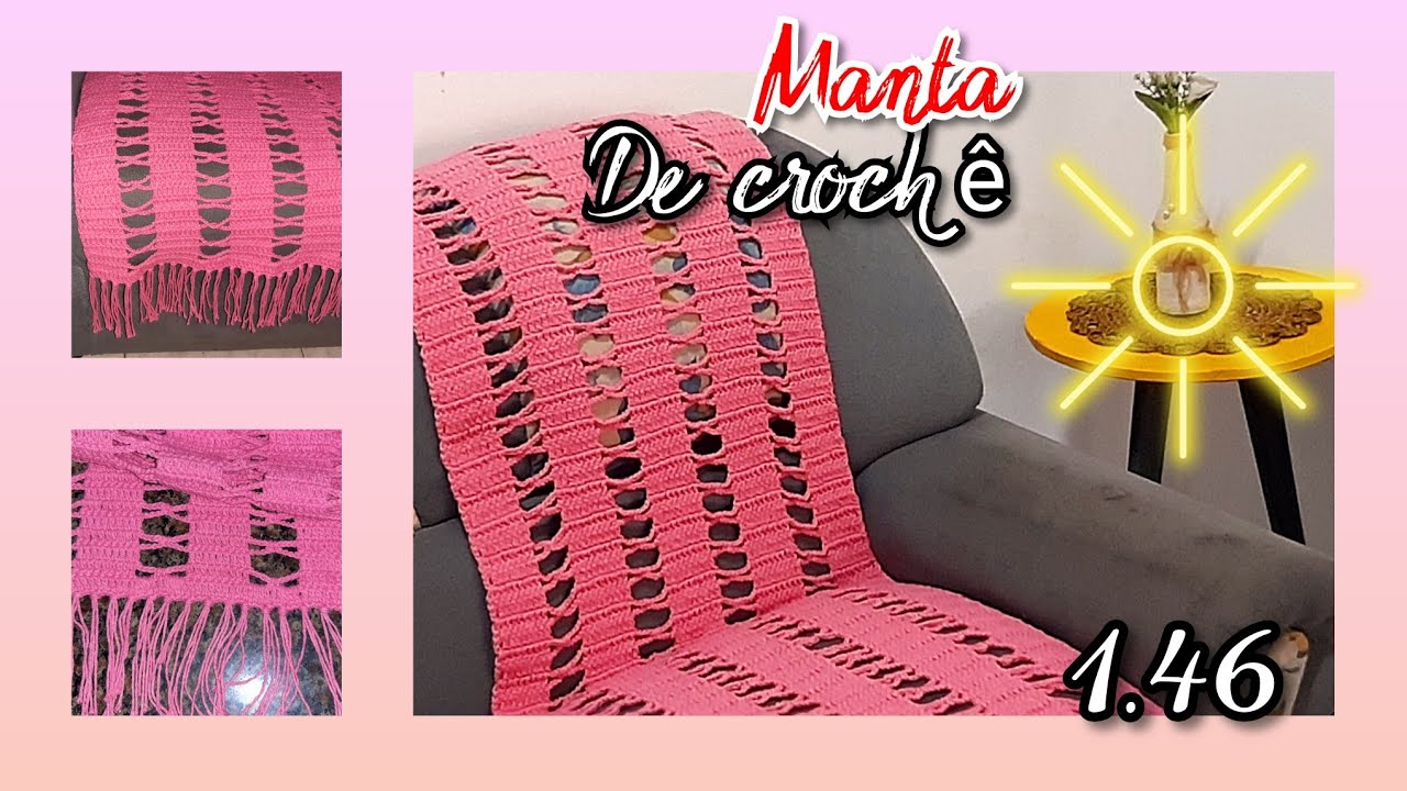 MANTA PARA O SOFÁ EM CROCHÊ (passo a passo) ♡
