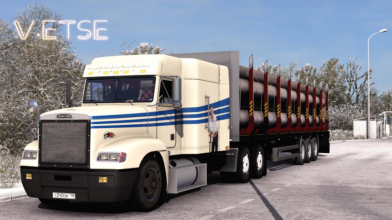 Euro Truck Simulator 2, Пересел на Freightliner FLD в сцепке с лесовозом.СПБ-Невел.
