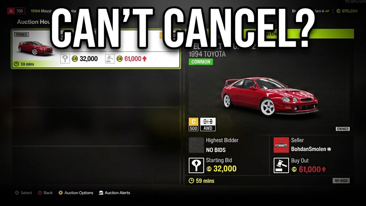 Forza Horizon 6: Могу ли я отменить свой аукцион? &mdash; Можно ли остановить аукцион досрочно?