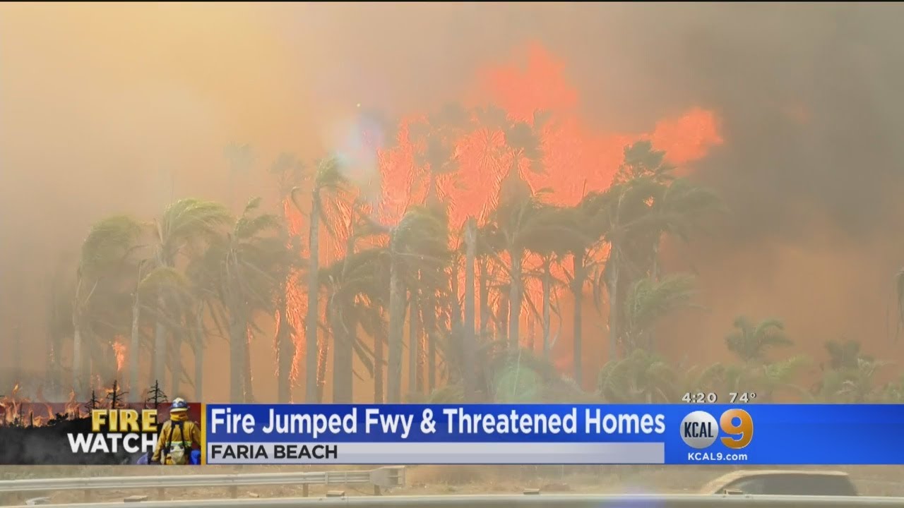 Thomas Fire Jumps 101 Freeway In Faria Beach, Homes Threatened