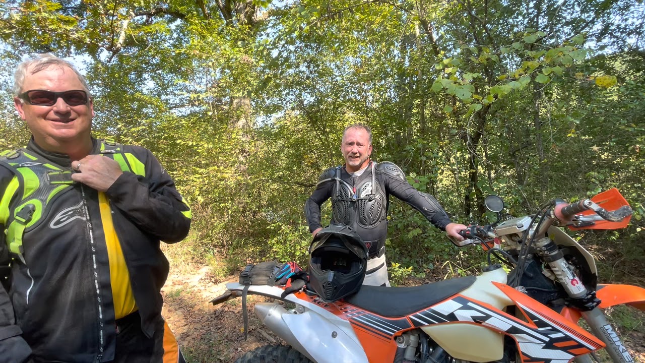 Dual sport riders talk about a tough trail in the Kiamichi Mountains