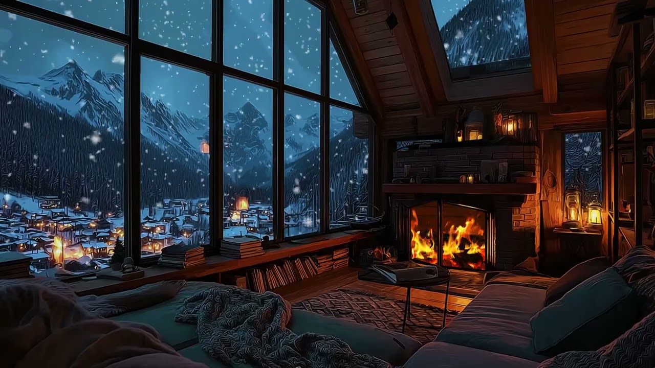 Winter Cabin Comfort: Snowfall and Fireplace Sounds for Deep Cozy Rest, Deep Sleep & Stress Relief❄️