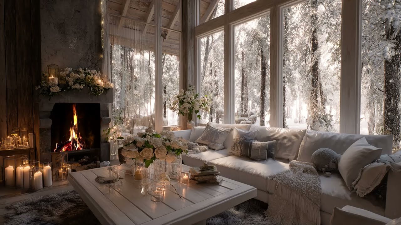Soft Snow and Warm Fire: Peaceful Piano Music in a Cozy Cabin for a Relaxing Afternoon