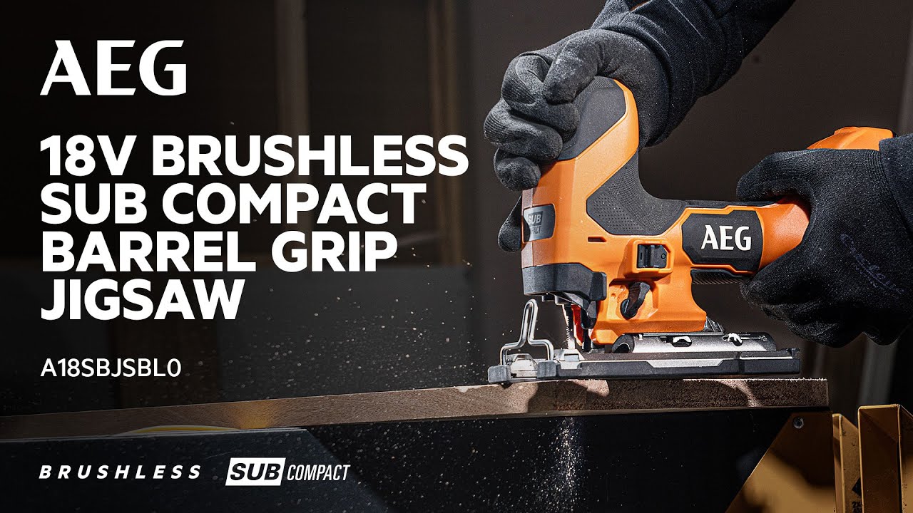 AEG 18V Brushless Sub Compact Barrel Grip Jigsaw (A18SBJSBL0) in action