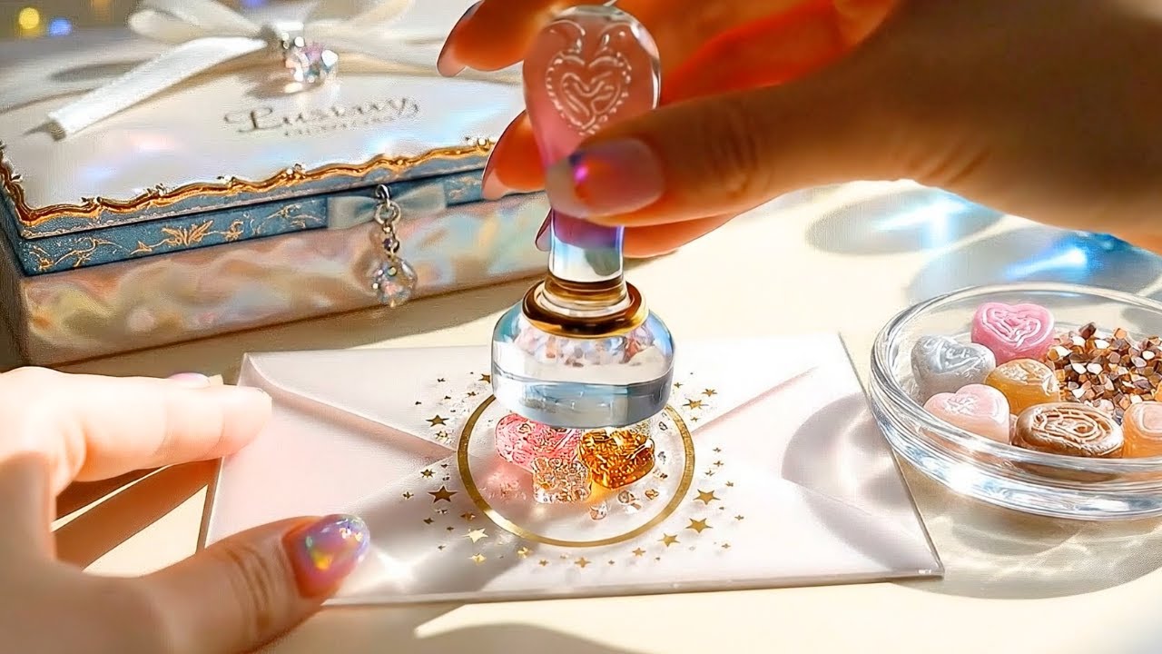 【AI ASMR】ガラスのシーリングスタンプで手紙をとじる音💠生活音ASMR｜Glass Wax Seal Stamps