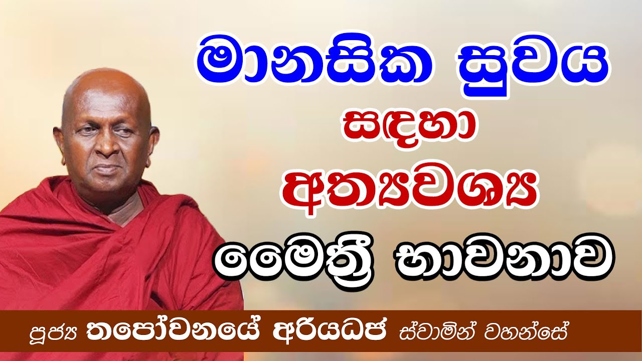 මානසික සුවය සඳහා අත්‍යවශ්‍ය මෛත්‍රී භාවනාව 💖 | හිත නිවන රහස | තපෝවනයේ අරියධජ හිමි