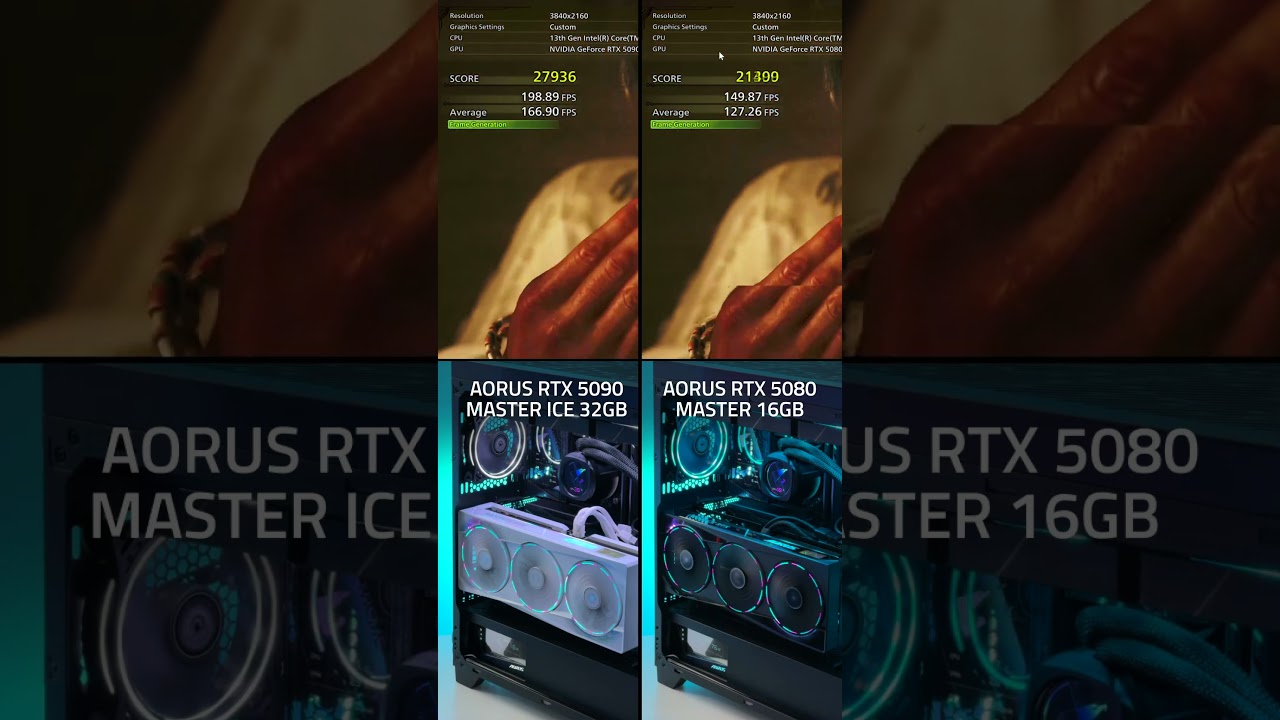 AORUS RTX5090 MASTER ICE & RTX 5080 MASTER Performance on Monster Hunter Wild🐉🔥 #NVIDIA #RTX50