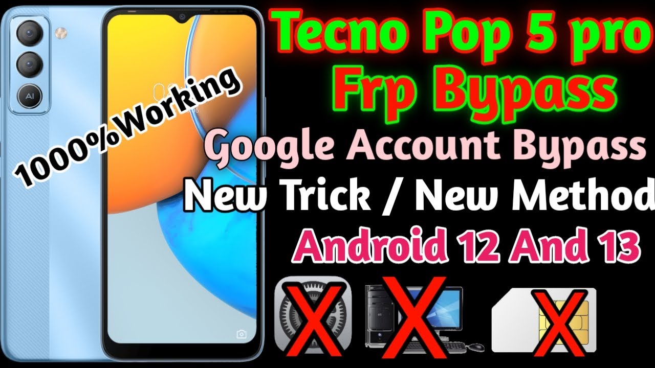 Tecno Pop 5 Pro Frp Bypass Without Pc | New Security Bypass  | 100%  Working | Android 12 And 13