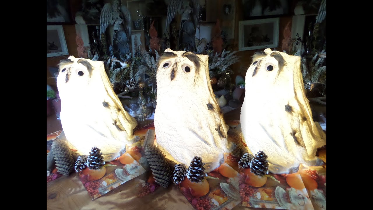DIY/ zauberhafte   XXL EULEN DEKO Lampe HEDWIG aus Fleecedecken  einfach SELBER MACHEN :)) Teil 1