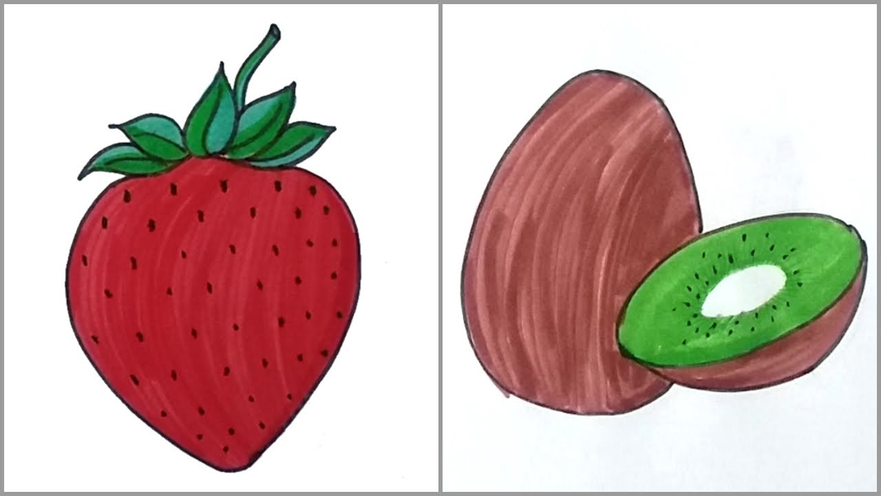 How to draw fruits for beginners | Easy Fruits Drawing Colour