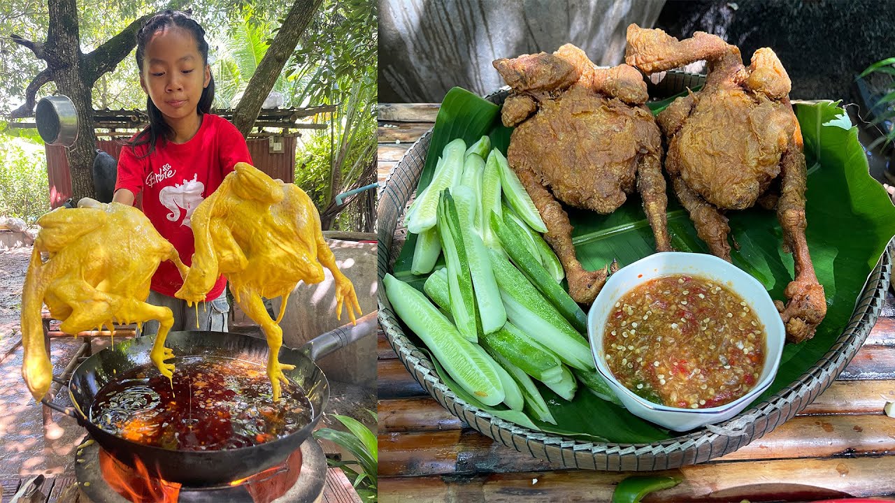 Amazing cooking skills: Yummy deep fry chicken cooking - Cooking with Sreypich