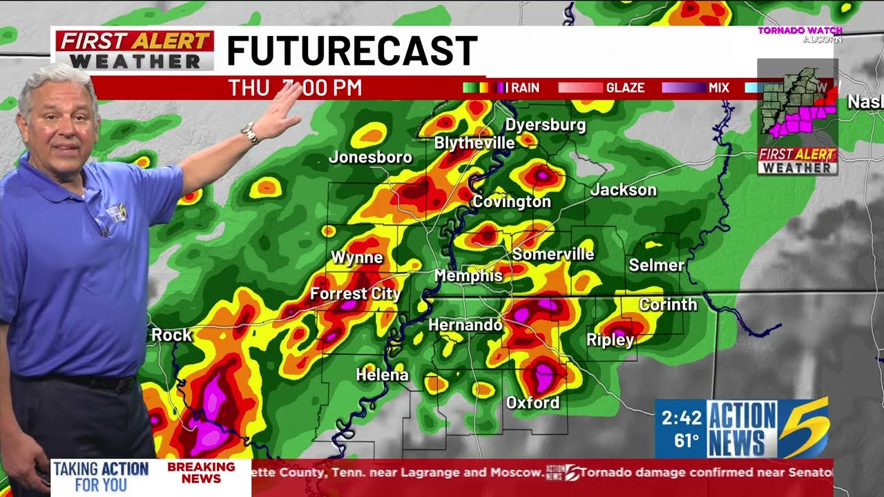 Action News 5 severe weather coverage from April 2025 2:45 AM to 8:15 AM