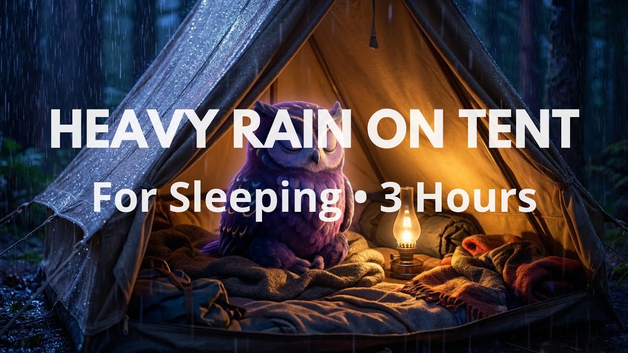 Heavy Rain on Tent for Sleeping - 3 Hours
