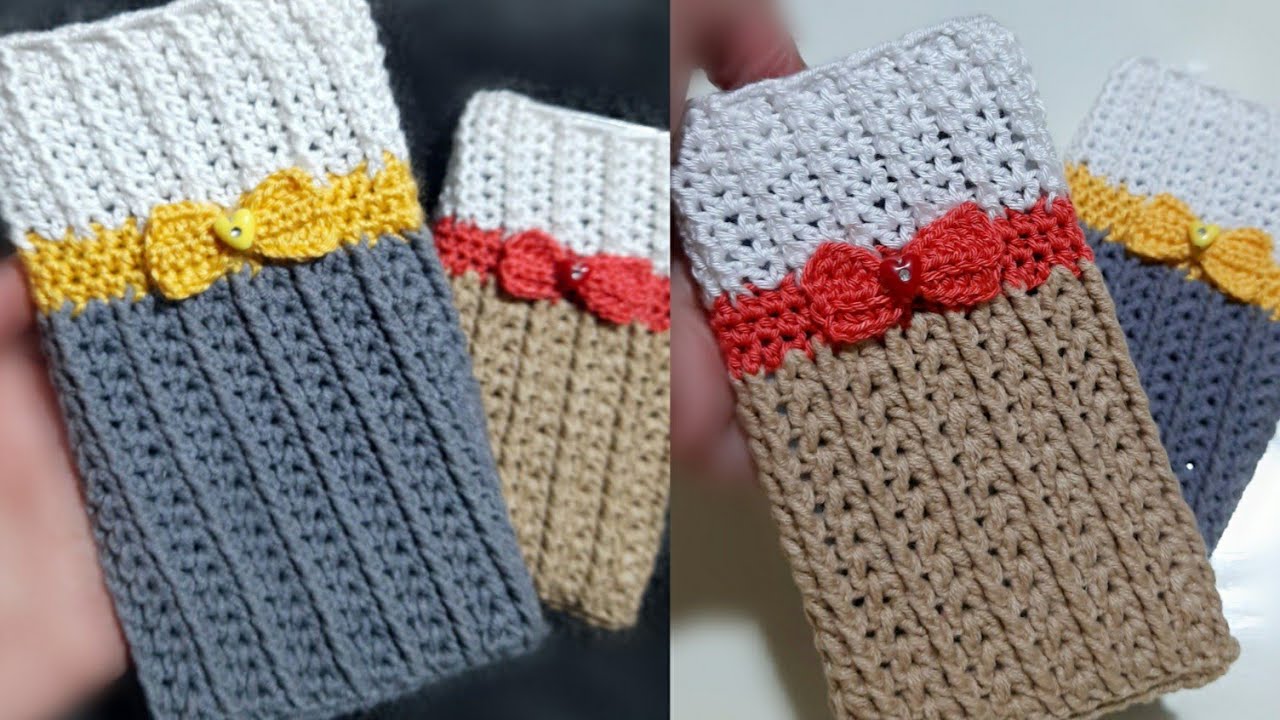 كروشيه، جراب موبايل 2021 سهل جدا  crochet, mobile cover for 2021