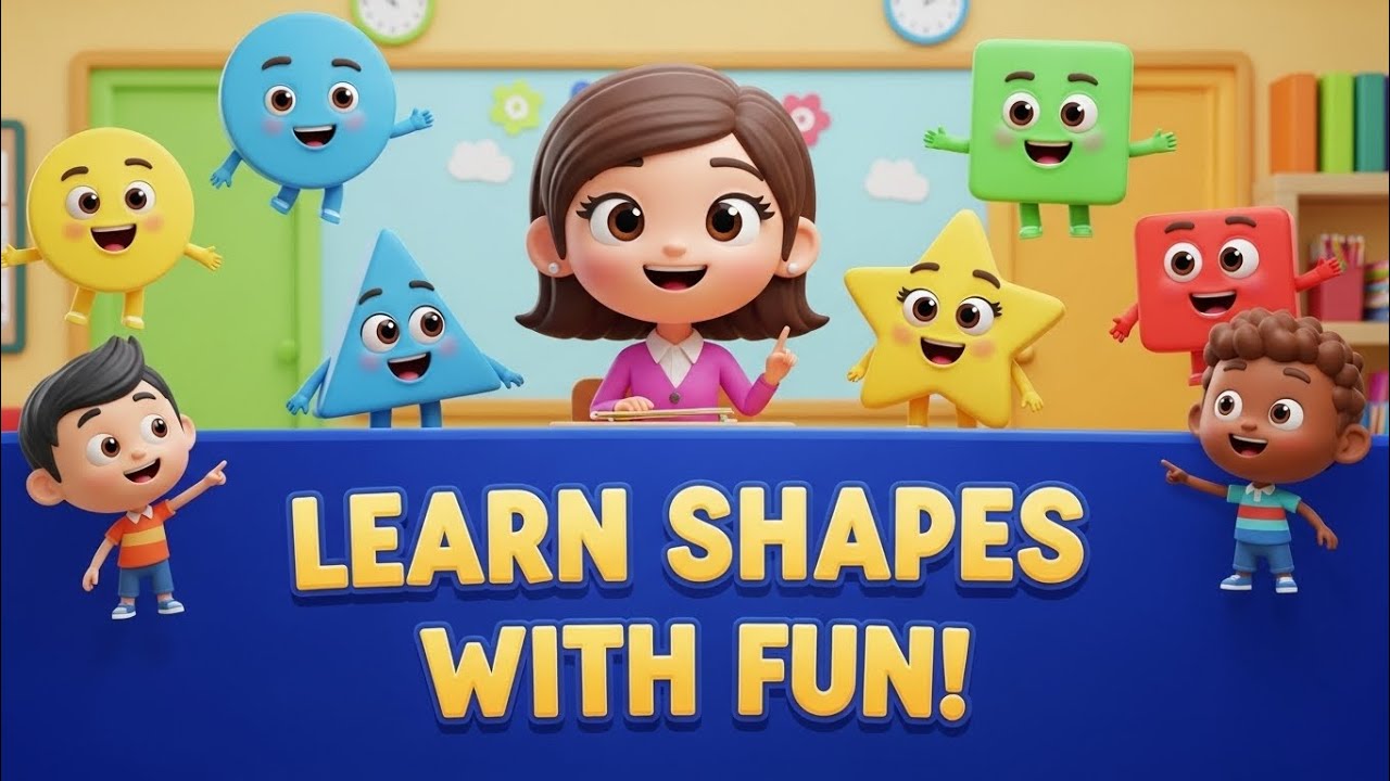 Learn Shapes with Fun 🎨 | Circle, Square, Triangle | 3D Animated Classroom for Kids