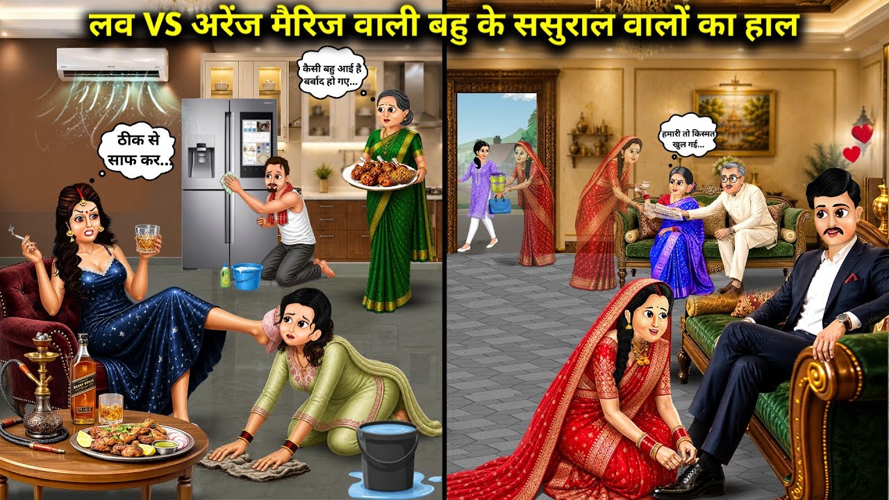 The condition of the in-laws of a daughter-in-law in a love vs arranged marriage || Cartoon Video...